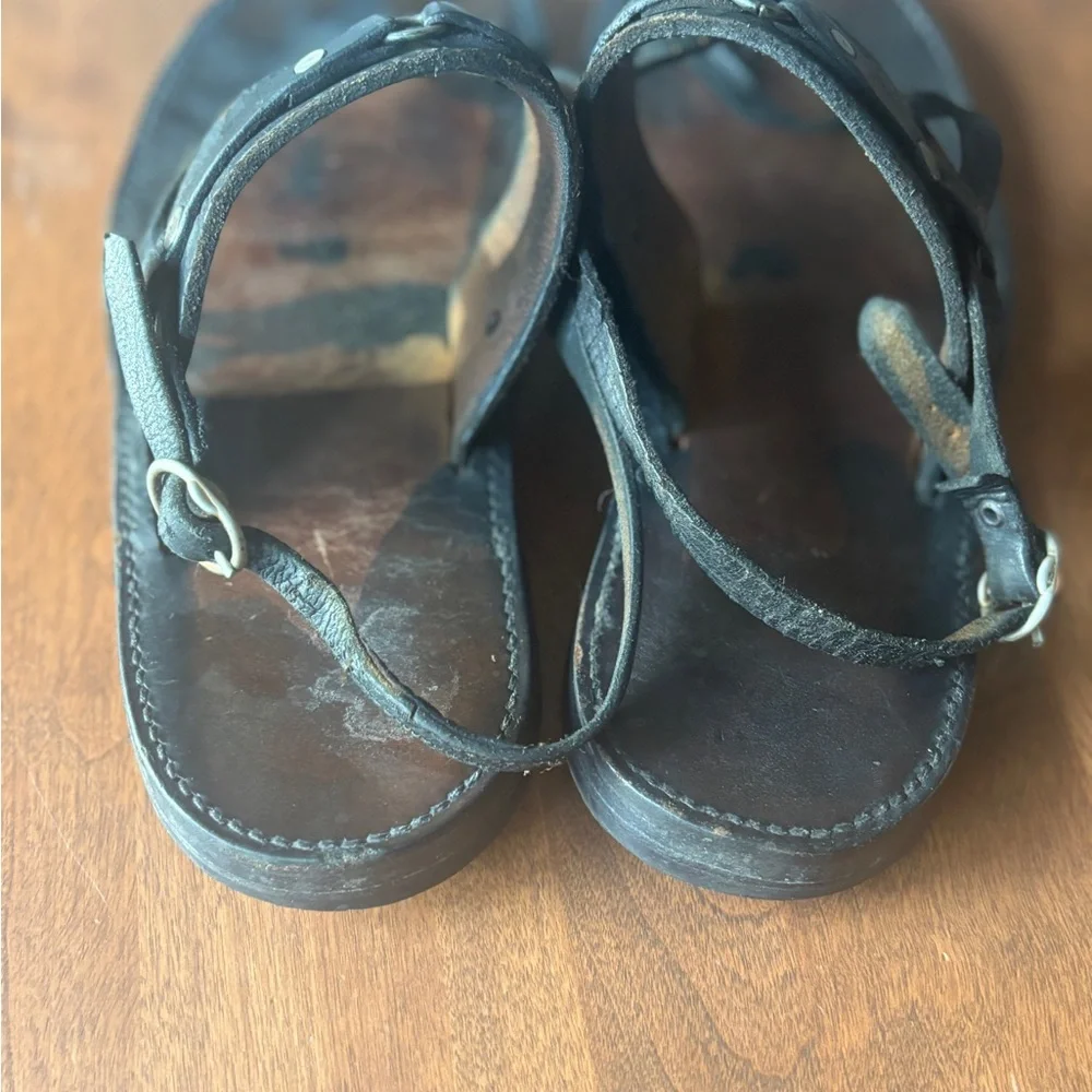 Handmade Black Leather Sandals with Stud Accents